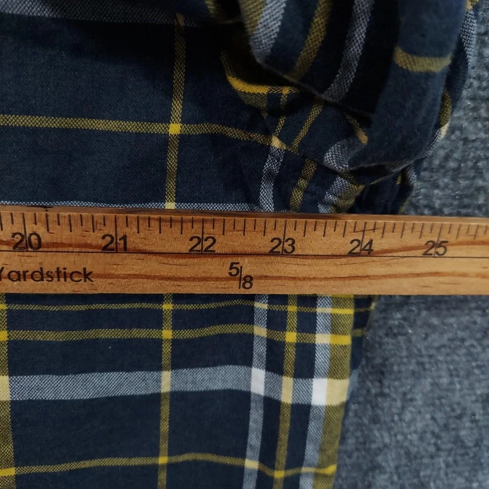 Banana Republic‎ Shirt Men XLT Tall Blue Yellow Plaid Flannel Slim Fit Untucked